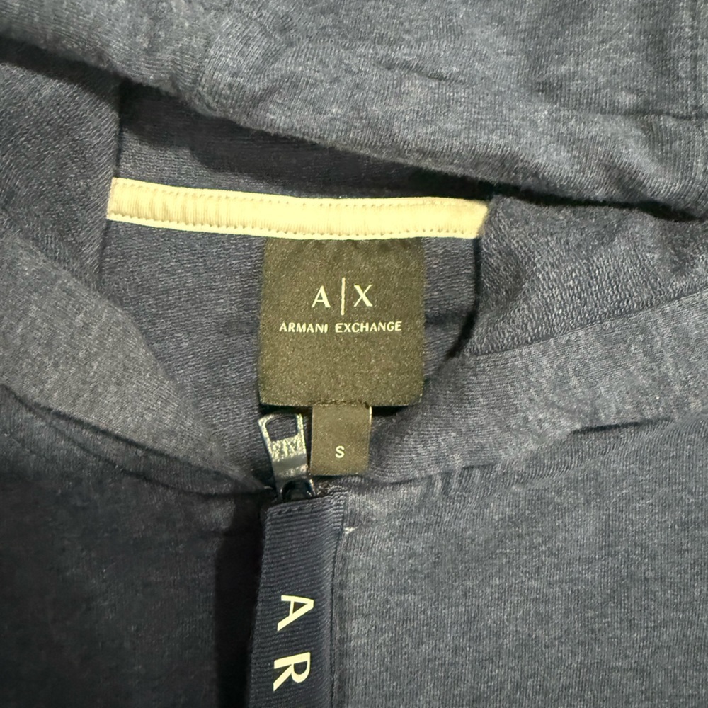 Armani Exchange Men's Dark Blue Hooded Zip-Up Sweater - Picture 4 of 10